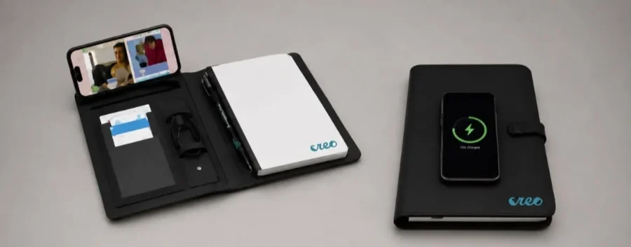 Agenda con portacel y cargador inalambrico