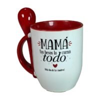 Taza Bicolor con Cucharita - Cerámica